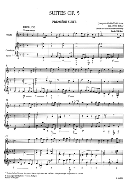 Suites op. 5 pour flute trav. (flute o bec, hautb