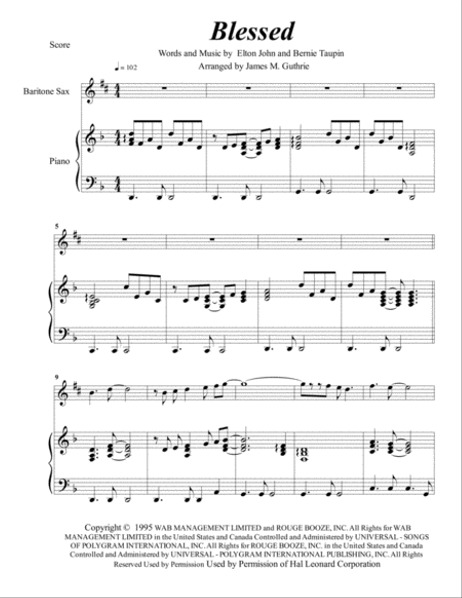 Blessed Baritone Saxophone scores gallery preview page 1