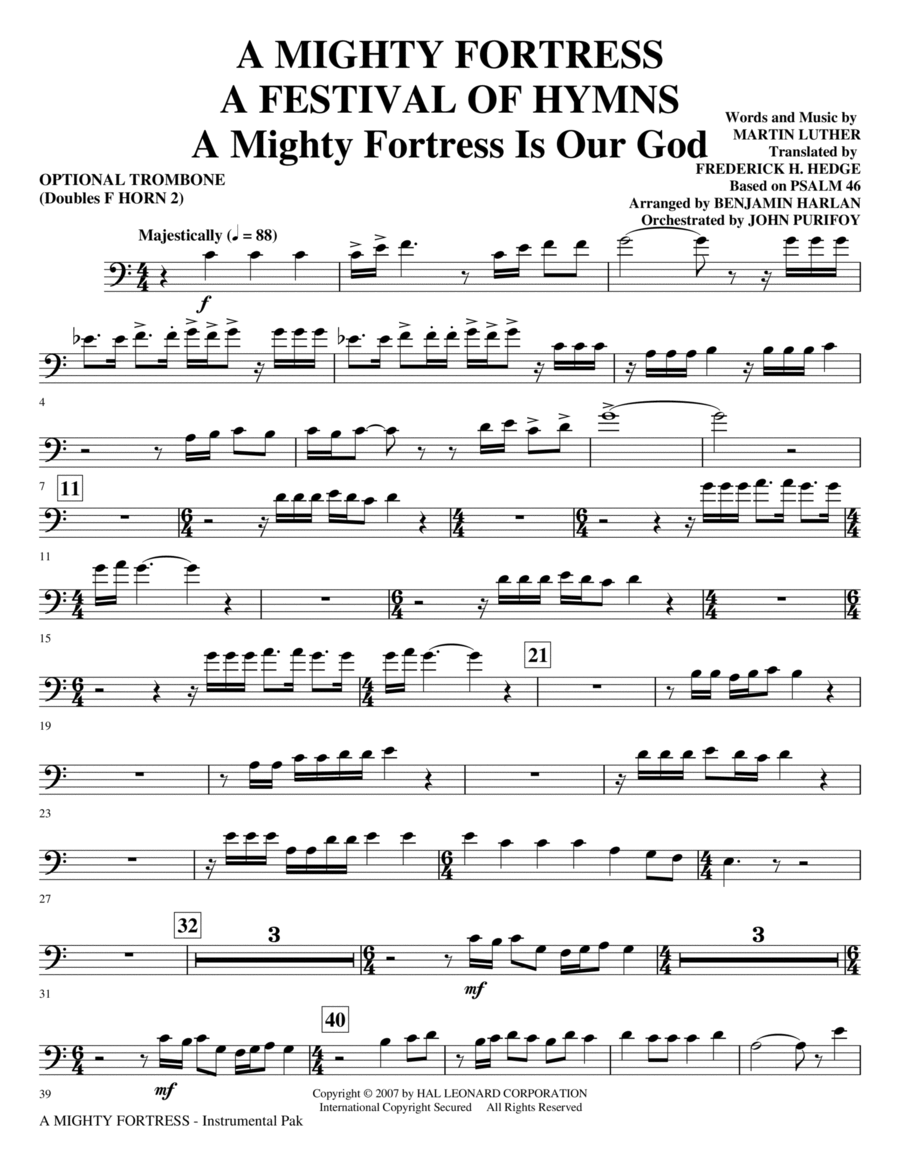 A Mighty Fortress - A Festival of Hymns - Opt. Trombone (Doubles Horn 2)