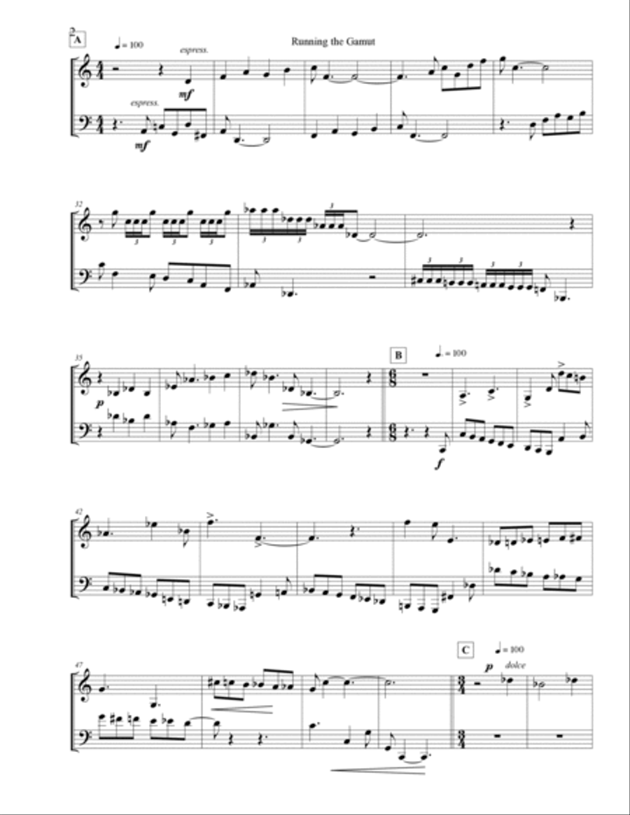 Running the Gamut (For Trumpet & Tuba) Brass Duet scores gallery preview page 2