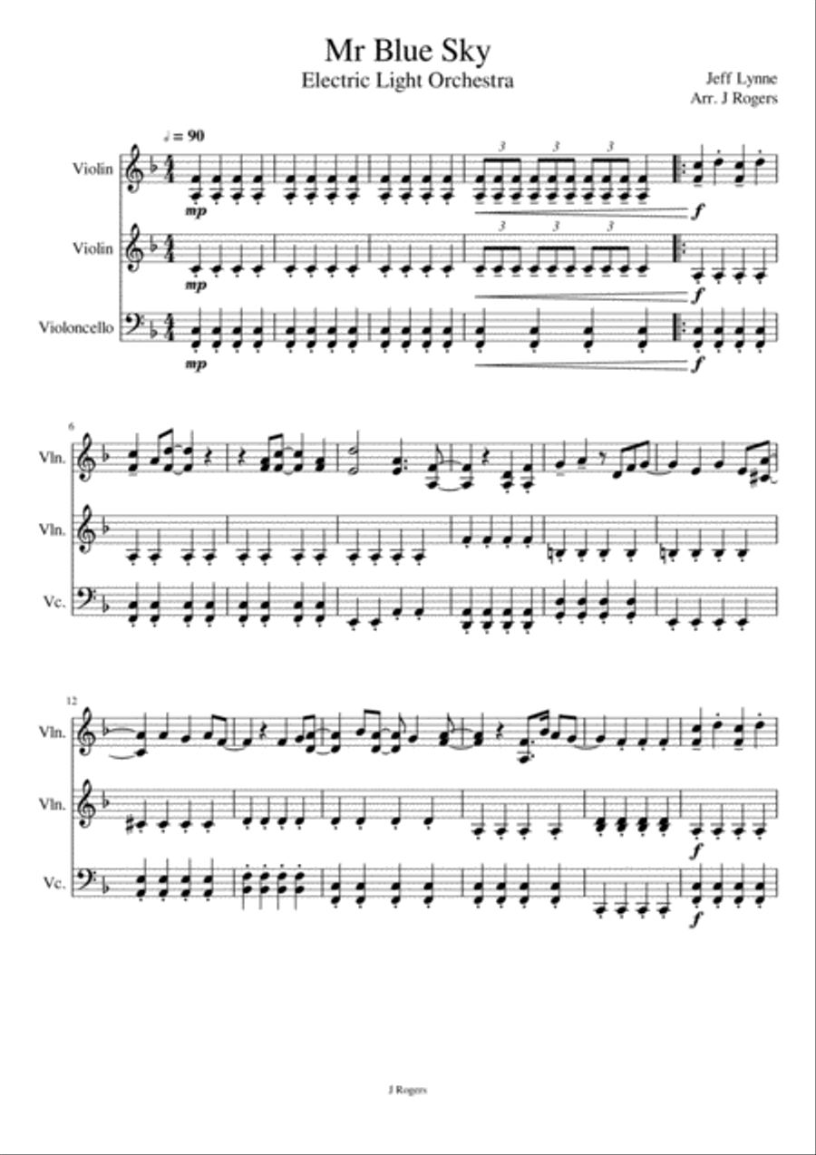 Mr. Blue Sky String Trio scores gallery preview page 1