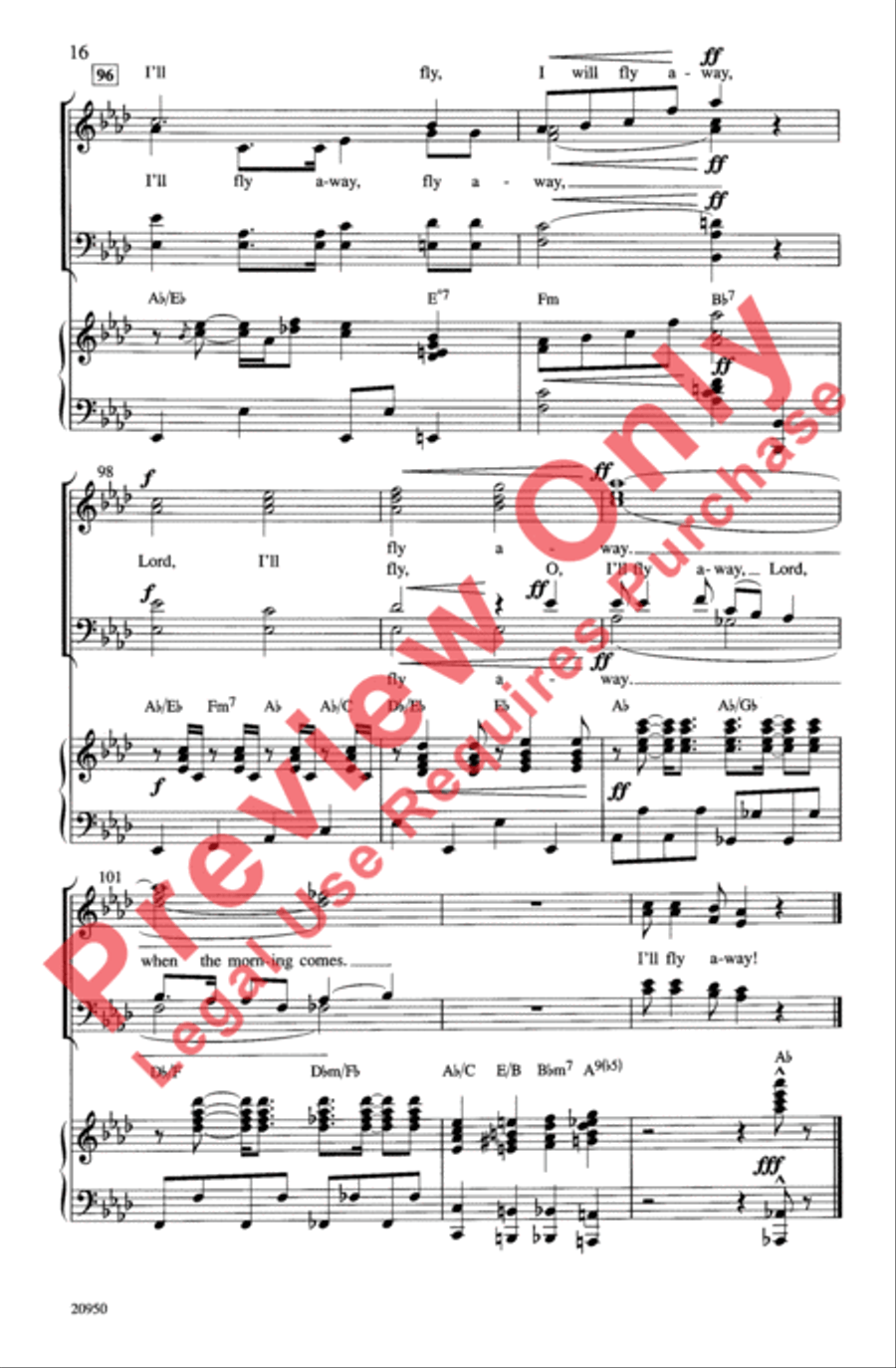 Fly Away Medley 4-Part scores gallery preview page 16