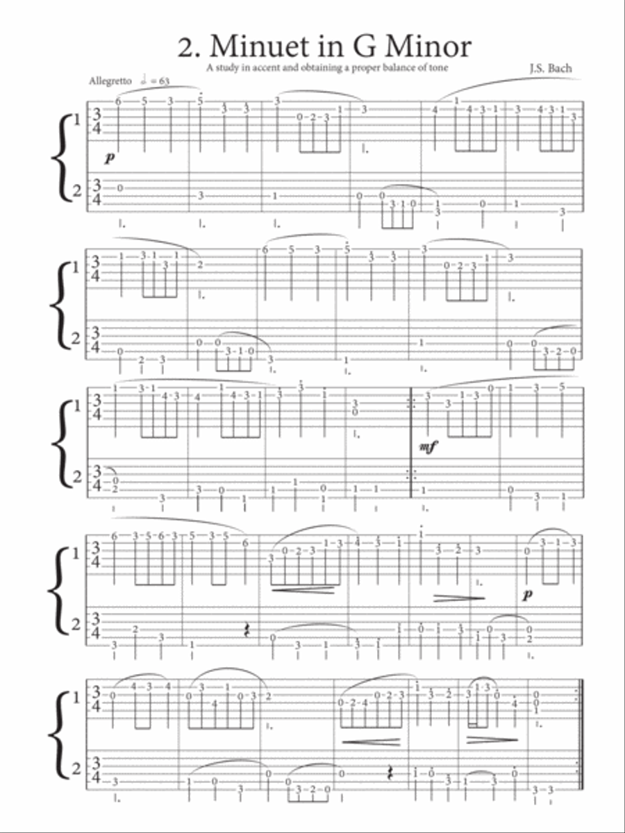 First Lessons in Bach for Guitar Duet - Volume 1 - Rhythmic Tablature Classical Guitar scores gallery preview page 3