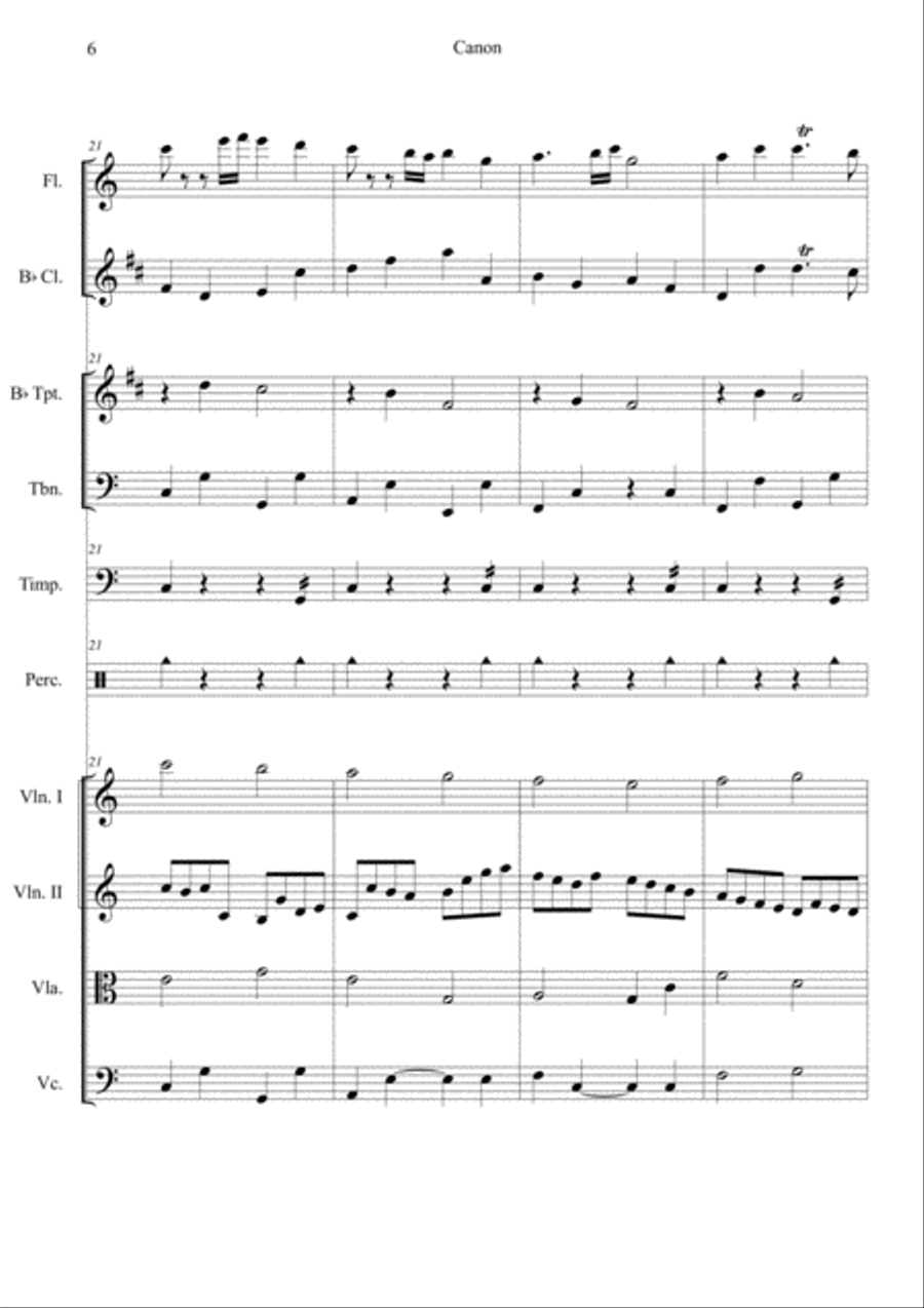 Canon in C (Easy Version) Orchestra scores gallery preview page 6