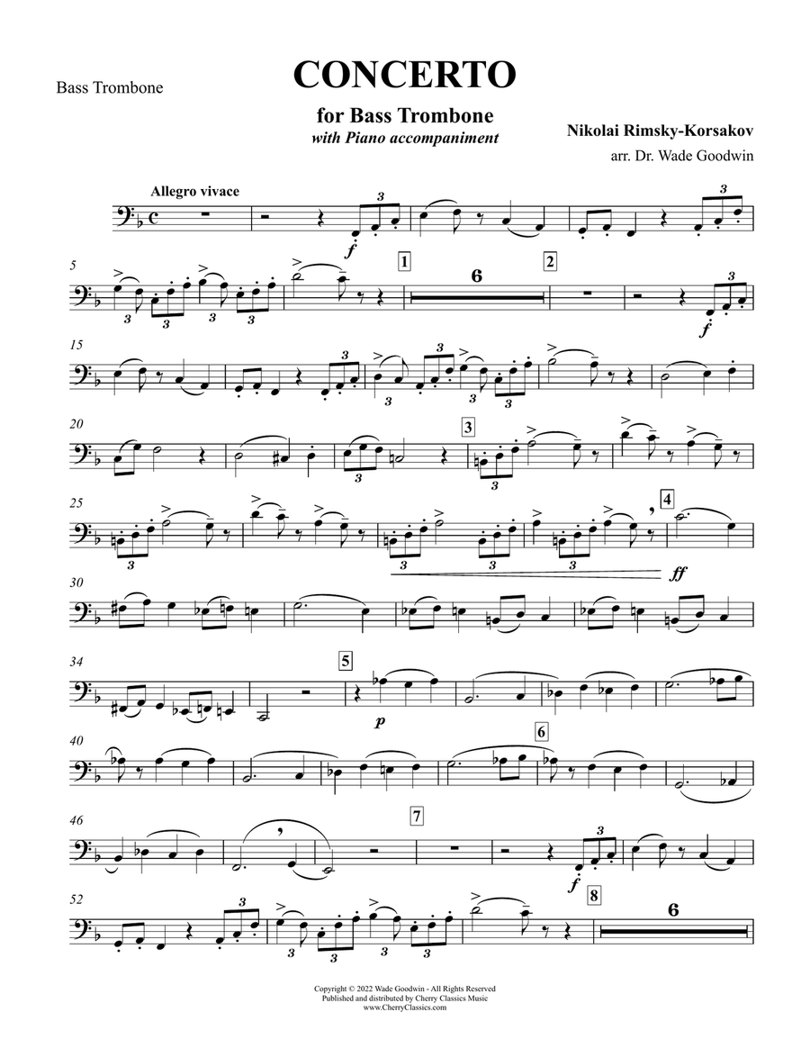 Concerto for Bass Trombone with Piano accompaniment