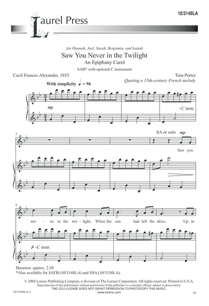 Saw You Never in the Twilight: An Epiphany Carol