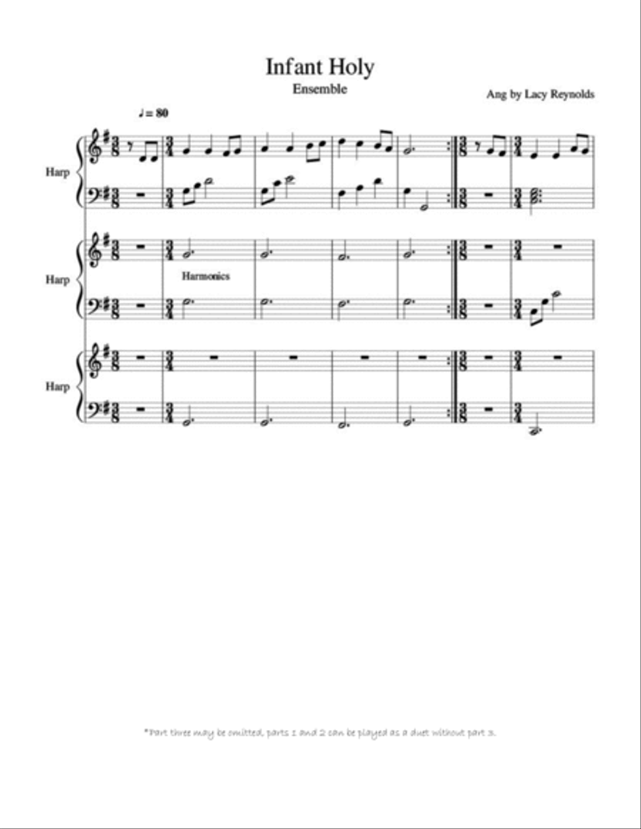 Infant Holy for Harp duet and trio Harp scores gallery preview page 2