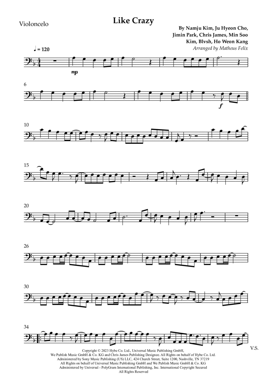 Like Crazy (English Version) Violin Solo scores gallery preview page 1