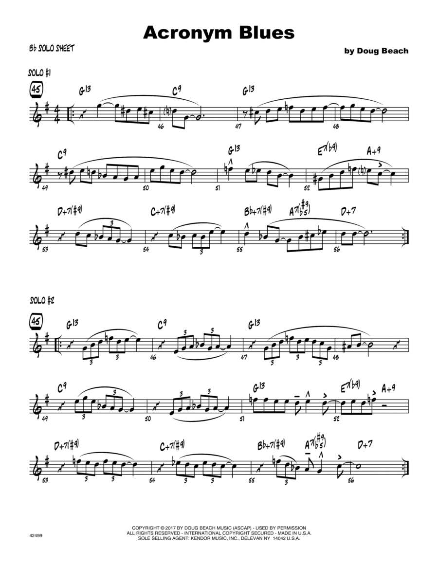 Acronym Blues - Solo Sheet - Tenor Sax