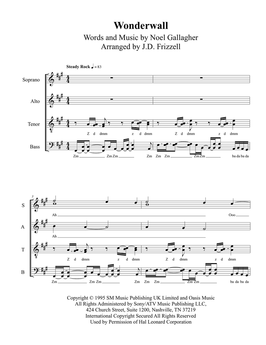 Wonderwall 4-Part scores gallery preview page 1