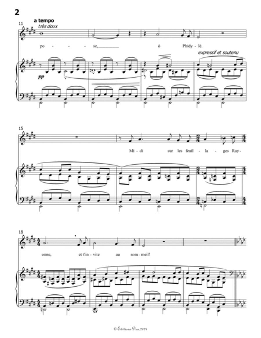 Phidylé, by Henri Duparc, in G Major Voice scores gallery preview page 4