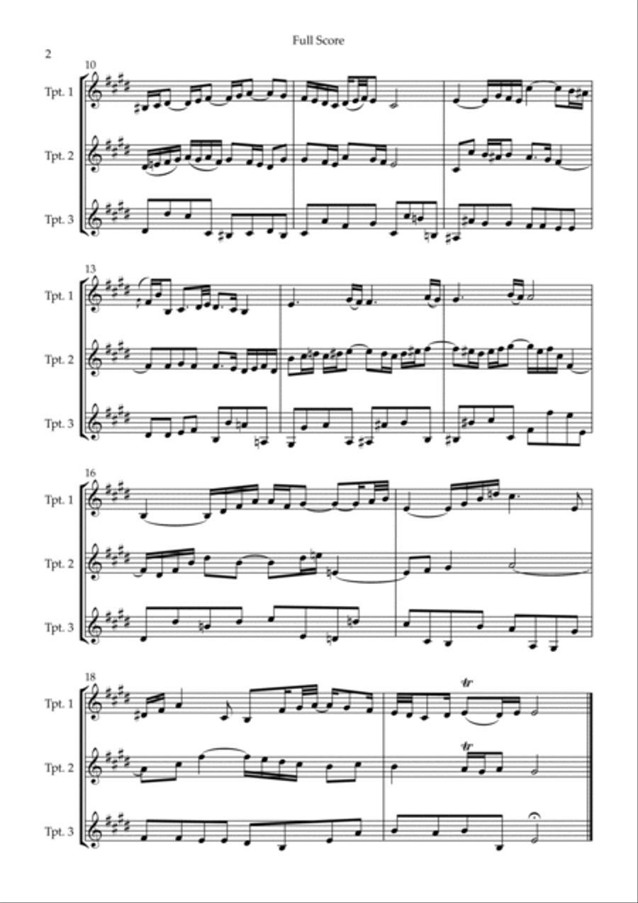 Air On The G String (J.S. Bach) for Trumpet in Bb Trio Trumpet Trio scores gallery preview page 2