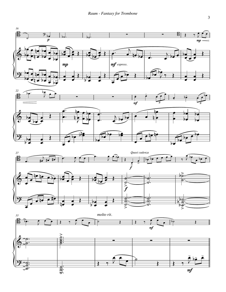 Fantasy for Trombone and Piano Piano scores gallery preview page 3