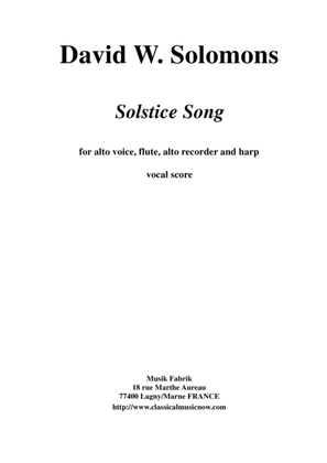 David Warin Solomons: Solstice Song for alto (medium) voice, flute, alto recorder and harp