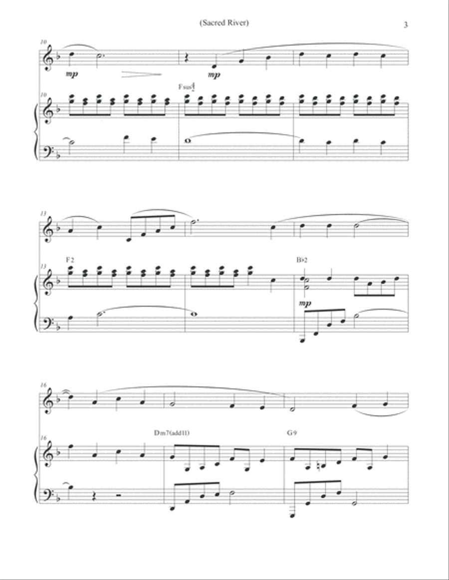 Sacred River - Flute/Piano - O Shenandoah/The Water is Wide Flute Solo scores gallery preview page 3