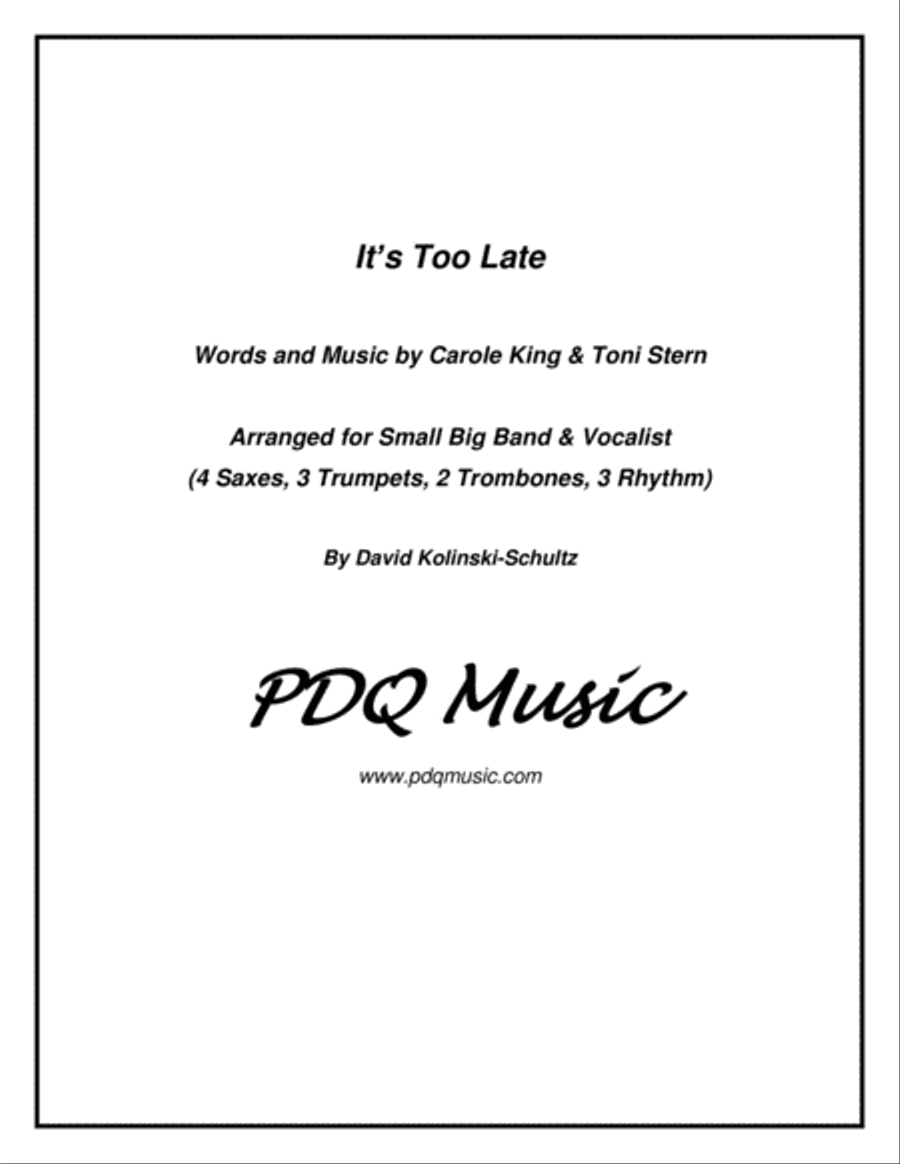 It's Too Late Jazz Ensemble scores gallery preview page 1