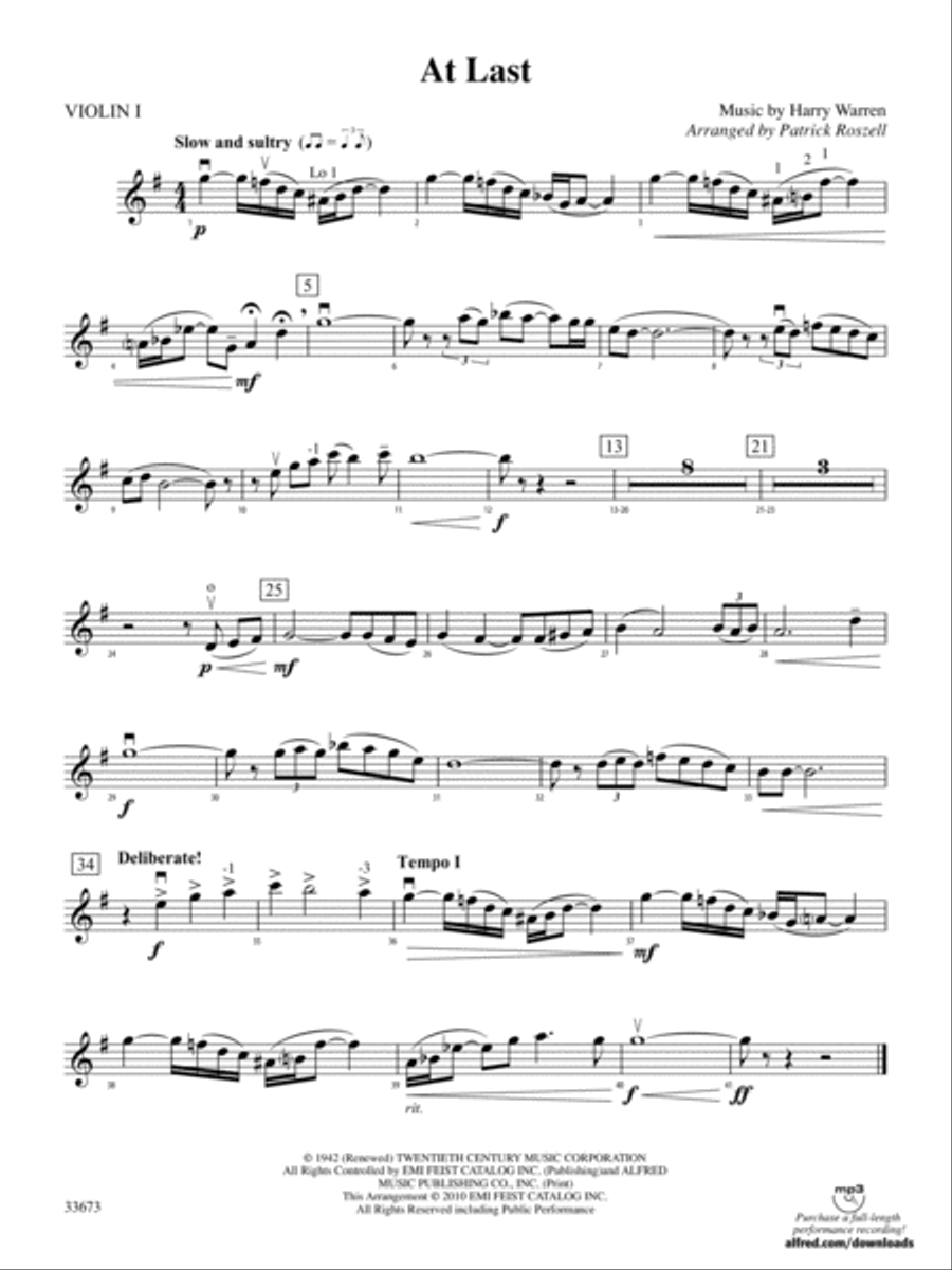 At Last: 1st Violin String Orchestra scores gallery preview page 1