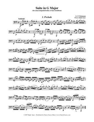 Suite in G major for Bass Trombone or Tuba Unaccompanied
