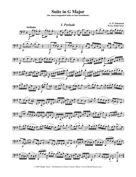 Suite in G major for Bass Trombone or Tuba Unaccompanied