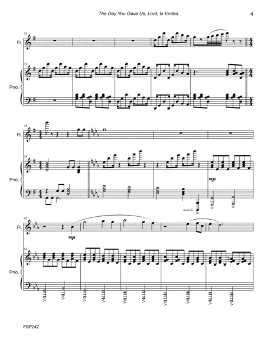 THE DAY YOU GAVE US LORD IS ENEDED - FLUTE SOLO with Piano Accompaniment Flute Solo scores gallery preview page 4