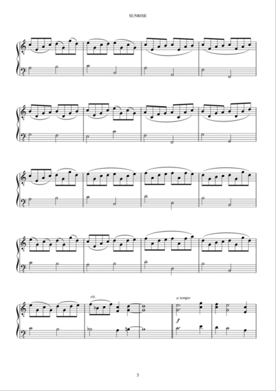 SUNRISE Piano Solo scores gallery preview page 4