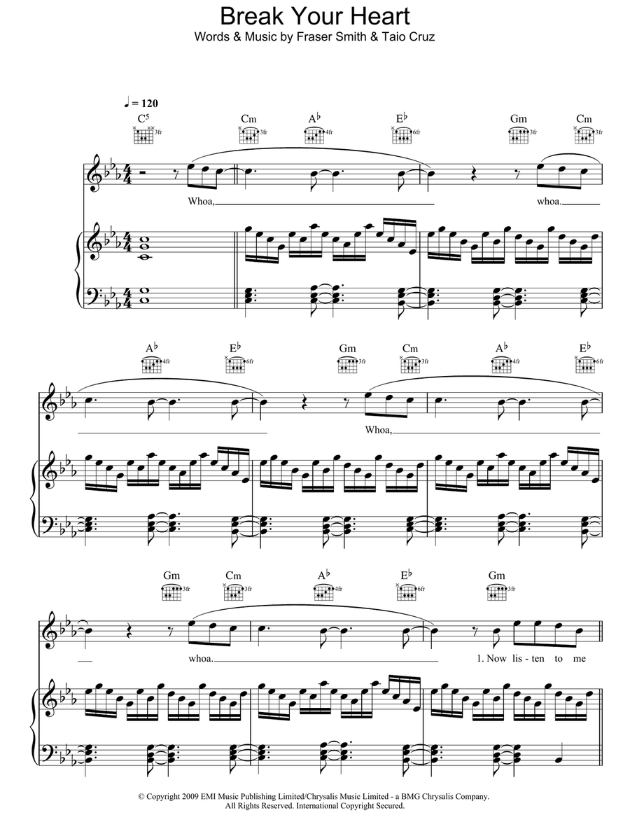 Break Your Heart Acoustic Guitar scores gallery preview page 1