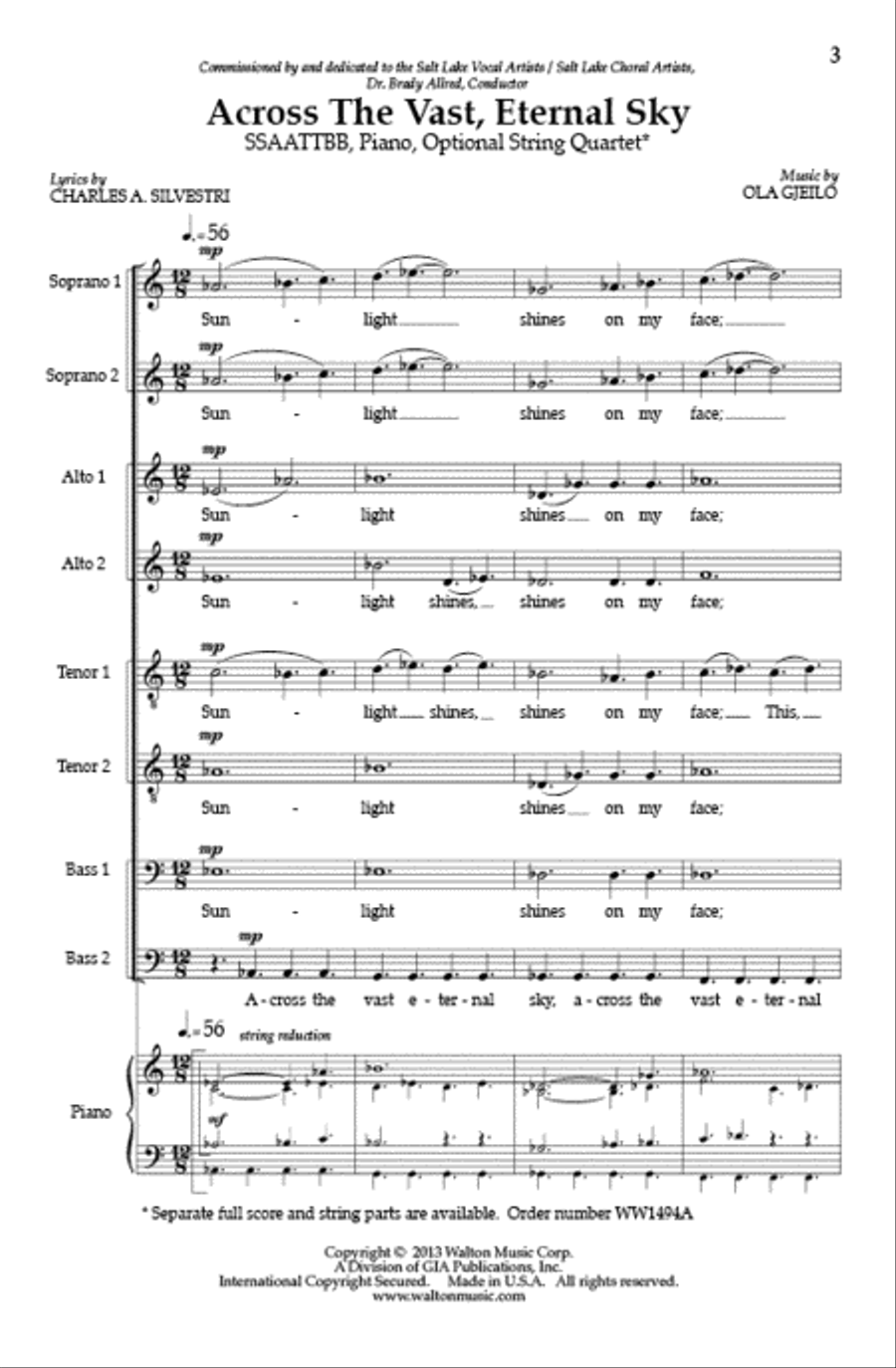 Across the Vast, Eternal Sky (Vocal Score) SSAATTBB scores gallery preview page 2