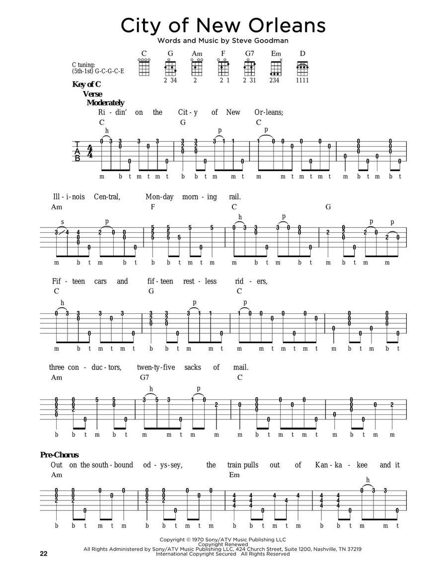 City Of New Orleans Banjo scores gallery preview page 1