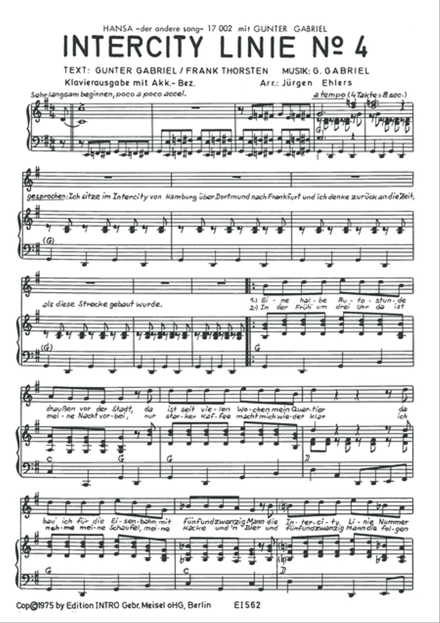Intercitylinie No. 4 Piano, Vocal scores gallery preview page 3