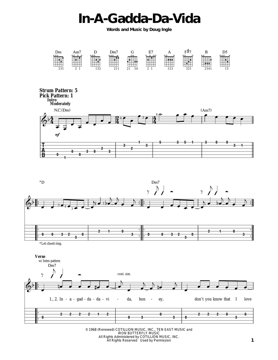In-A-Gadda-Da-Vida Acoustic Guitar scores gallery preview page 1