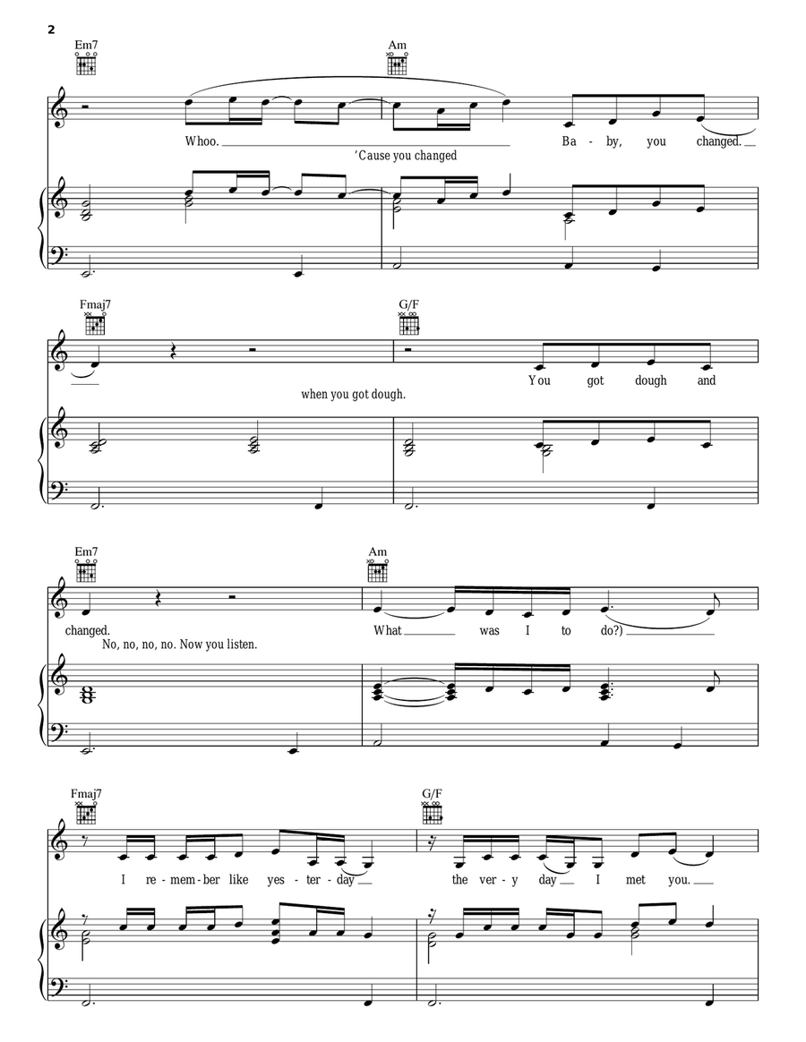 You've Changed Piano, Vocal, Guitar scores gallery preview page 2