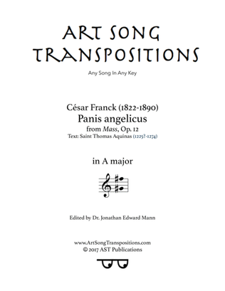 Book cover for FRANCK: Panis angelicus (transposed to A major)