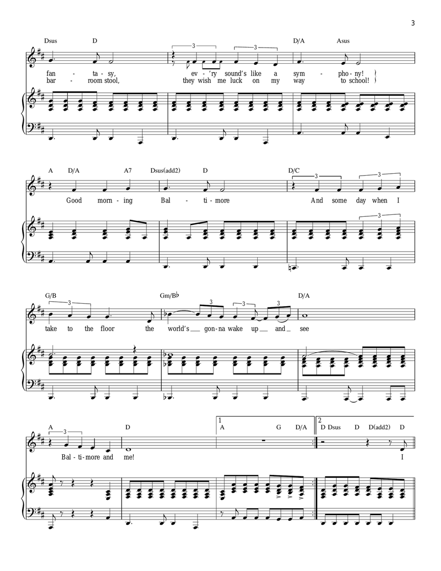 Good Morning Baltimore Good Morning Baltimore Piano, Vocal scores gallery preview page 3