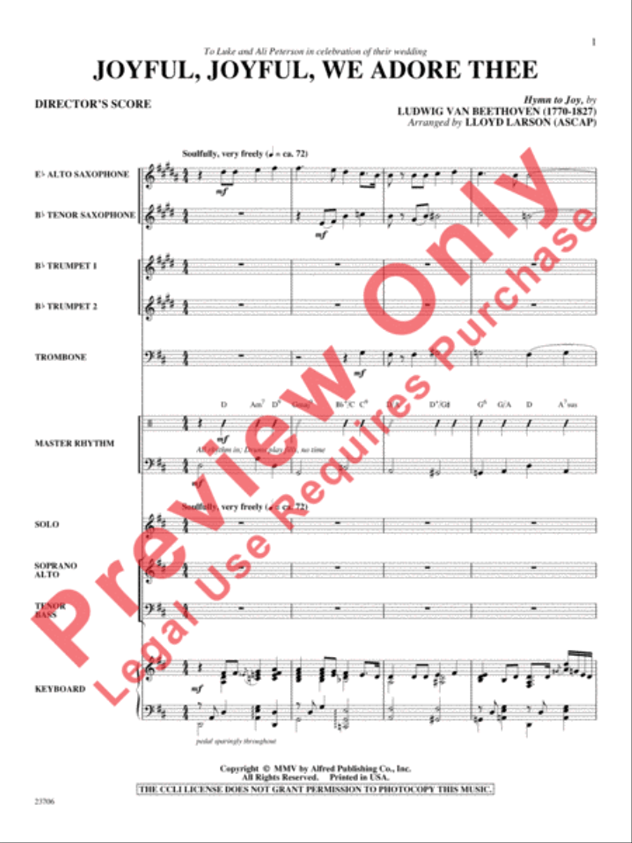 Joyful, Joyful, We Adore Thee Choir scores gallery preview page 2