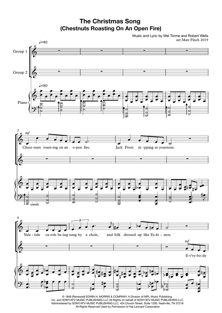 The Christmas Song (chestnuts Roasting On An Open Fire) Choir scores gallery preview page 1