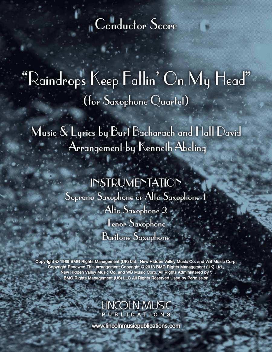 Raindrops Keep Fallin' On My Head Saxophone Quartet scores gallery preview page 1