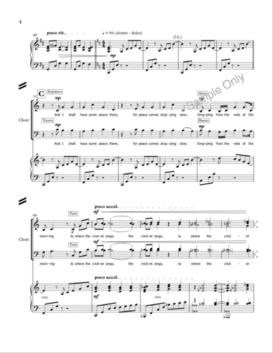 The Lake Isle Of Innisfree 4-Part scores gallery preview page 5