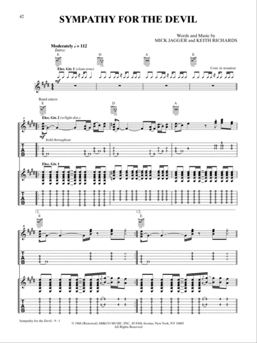 Sympathy for the Devil (Live Version) Guitar Tablature scores gallery preview page 1
