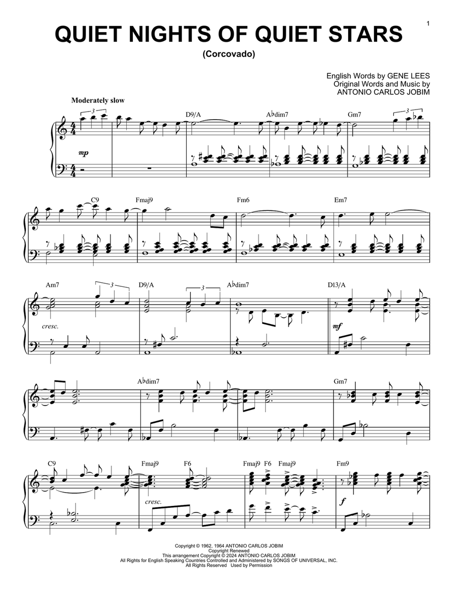 Quiet Nights Of Quiet Stars (Corcovado) (arr. Brent Edstrom) Piano Solo scores gallery preview page 1
