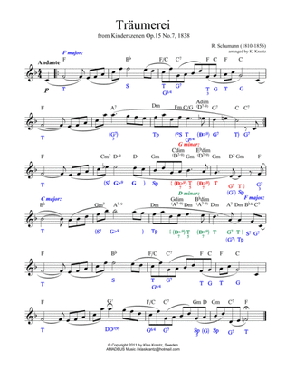 Traumerei / Dreaming for lead sheet with chords and harmonic analysis
