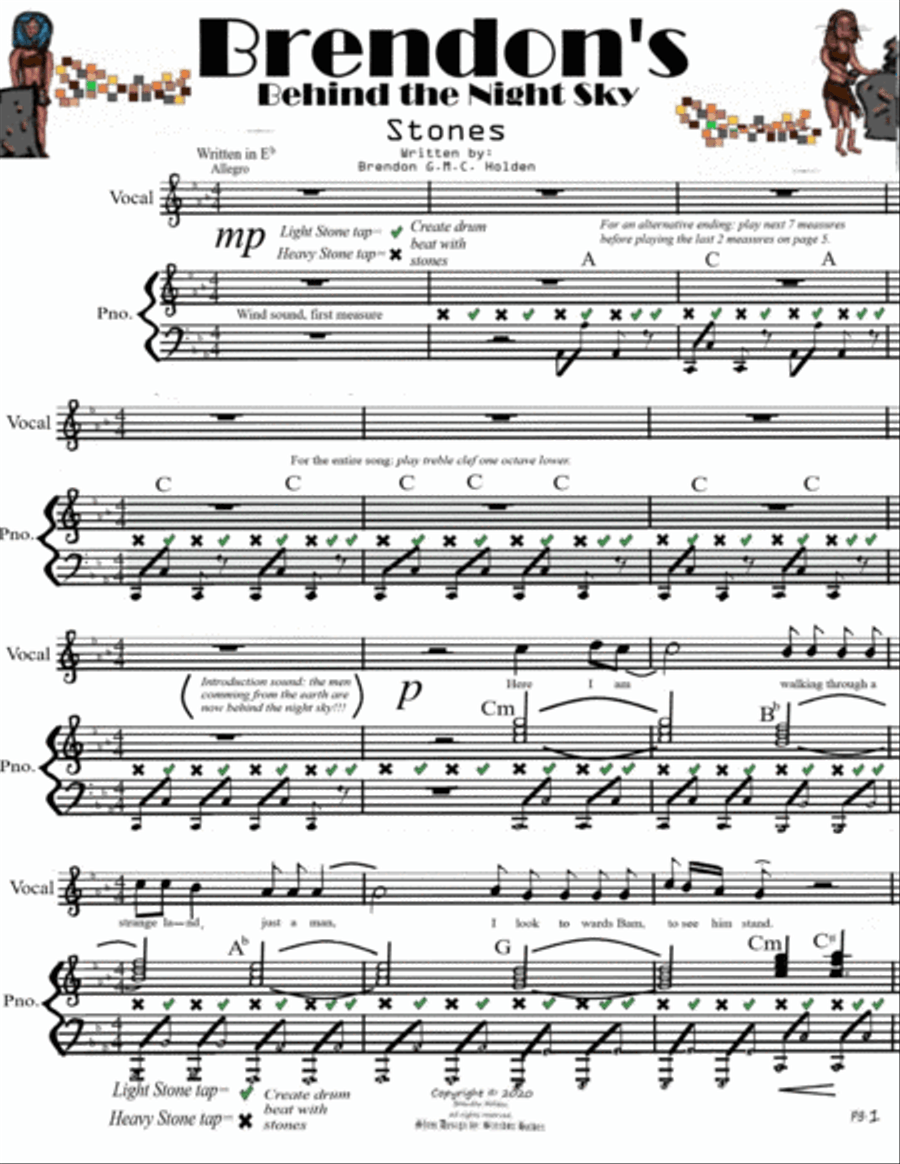 Brendon's Behind the Night Sky: Stones Voice scores gallery preview page 3