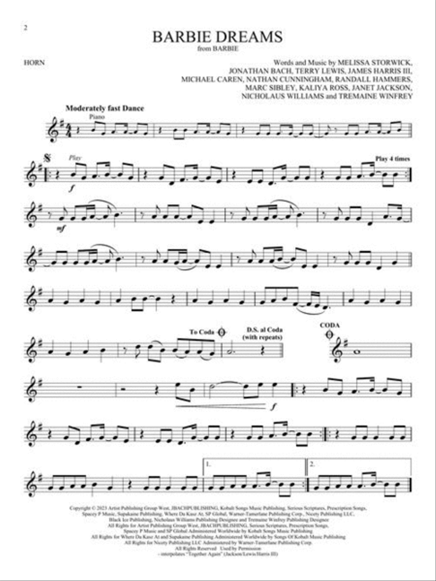 Songs from Barbie, The Little Mermaid, The Super Mario Bros. Movie, and More Top Movies Horn scores gallery preview page 4