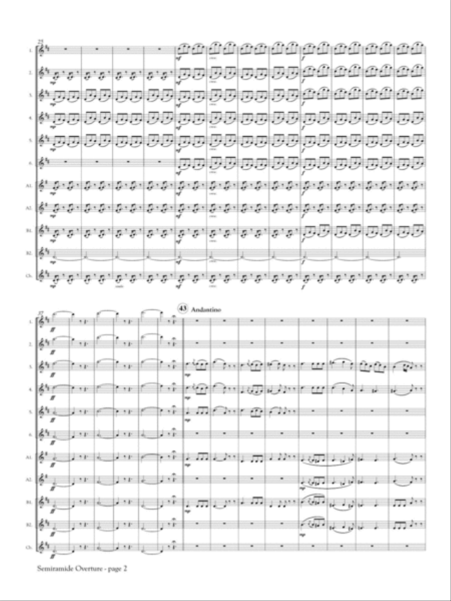 Semiramide Overture for Flute Orchestra Flute Choir scores gallery preview page 3