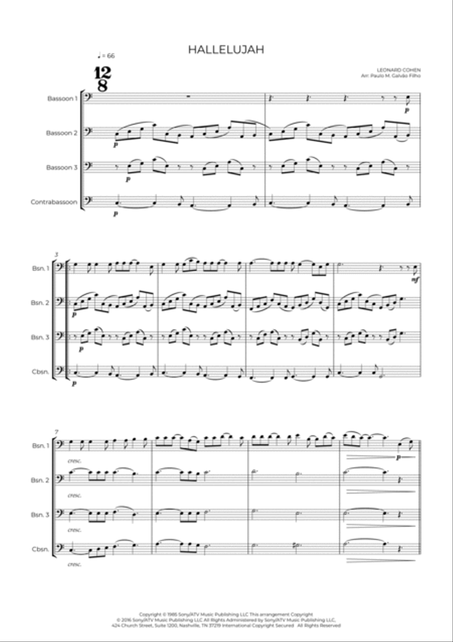 Hallelujah Woodwind Quartet scores gallery preview page 2