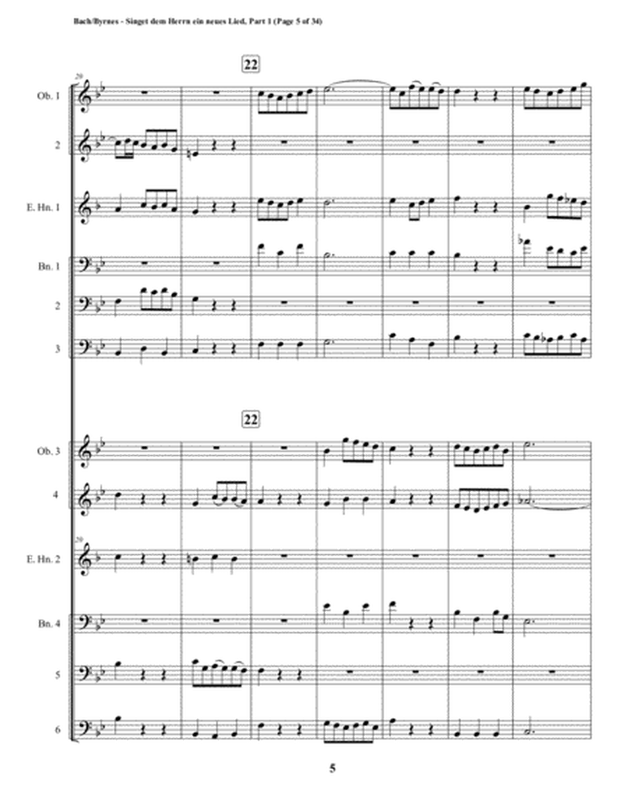 Singet dem Herrn ein neues Lied Motet, Part 1 by J.S. Bach (Double Double-reed Choir) image number null