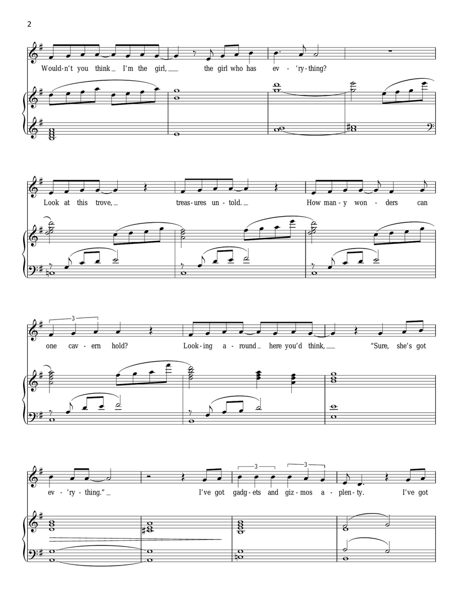 Part Of Your World (from The Little Mermaid) Voice scores gallery preview page 2
