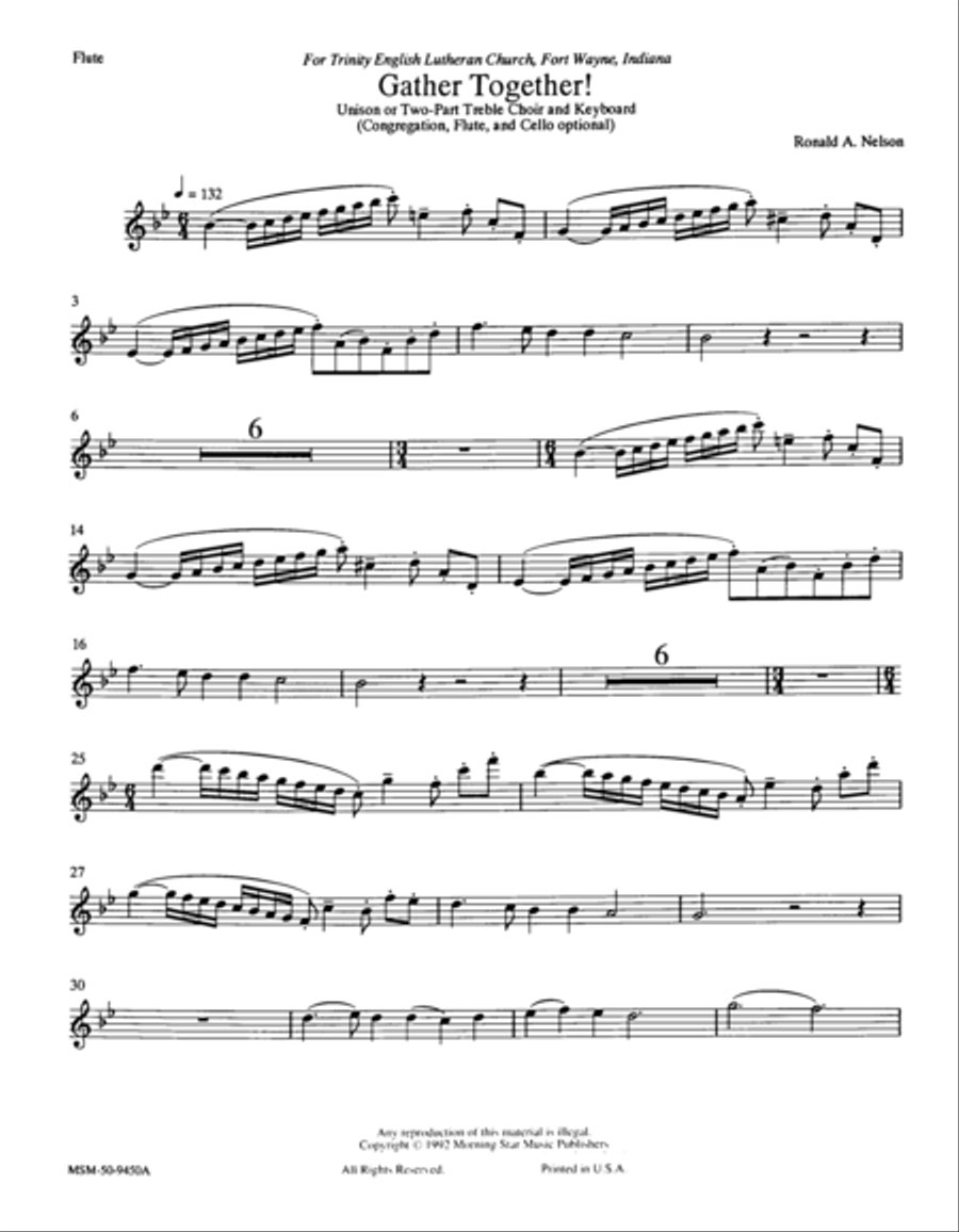Gather Together! (Downloadable Flute/Cello Parts) Choir scores gallery preview page 1