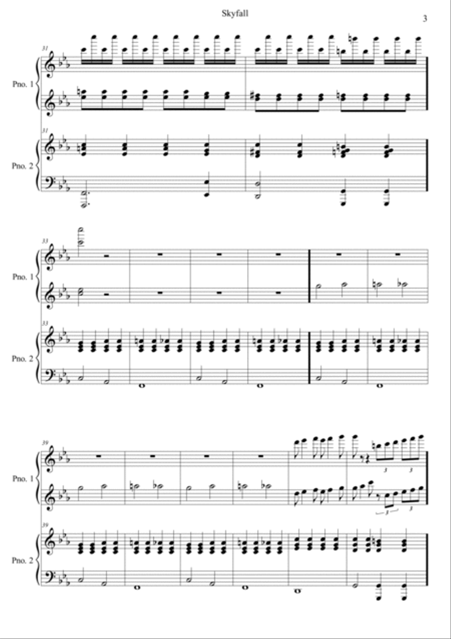 Skyfall Skyfall 1 Piano, 4-Hands scores gallery preview page 3