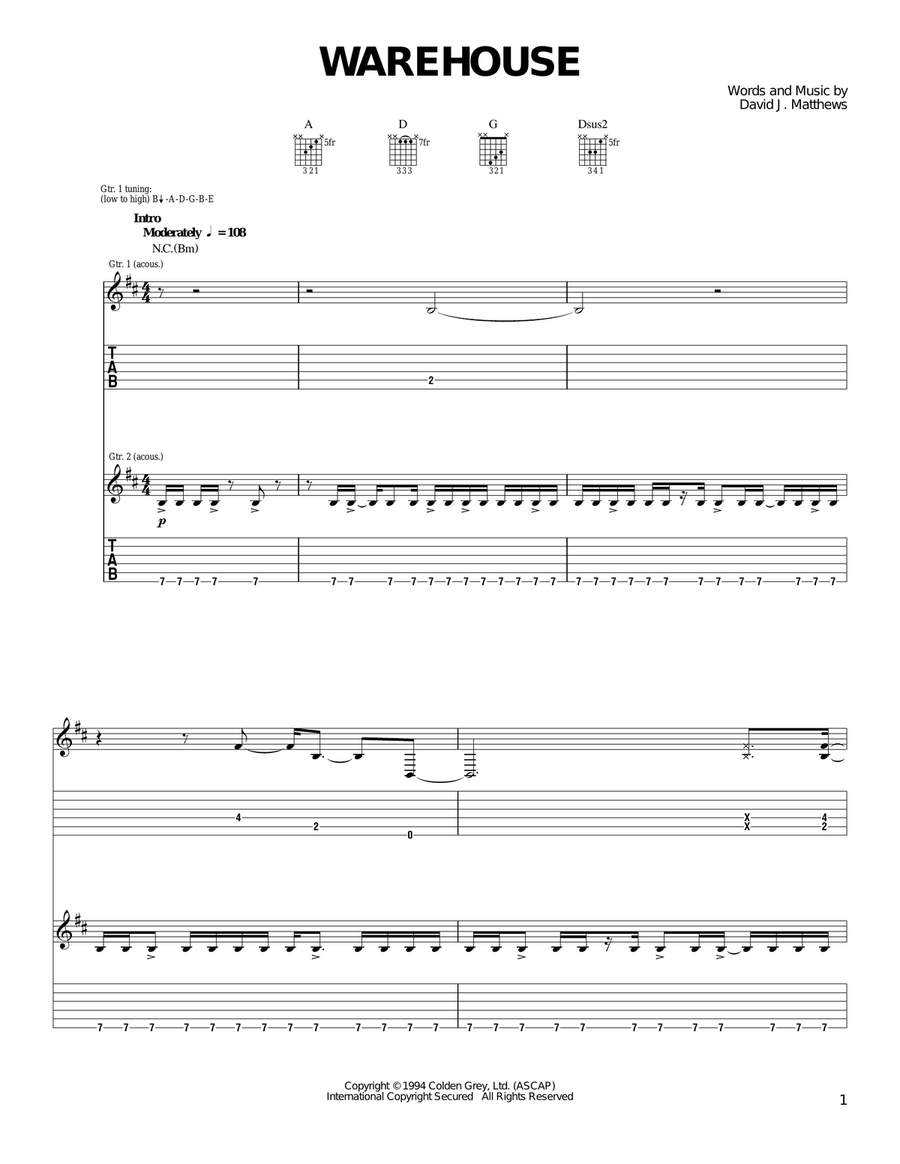 Warehouse Warehouse Acoustic Guitar scores gallery preview page 1