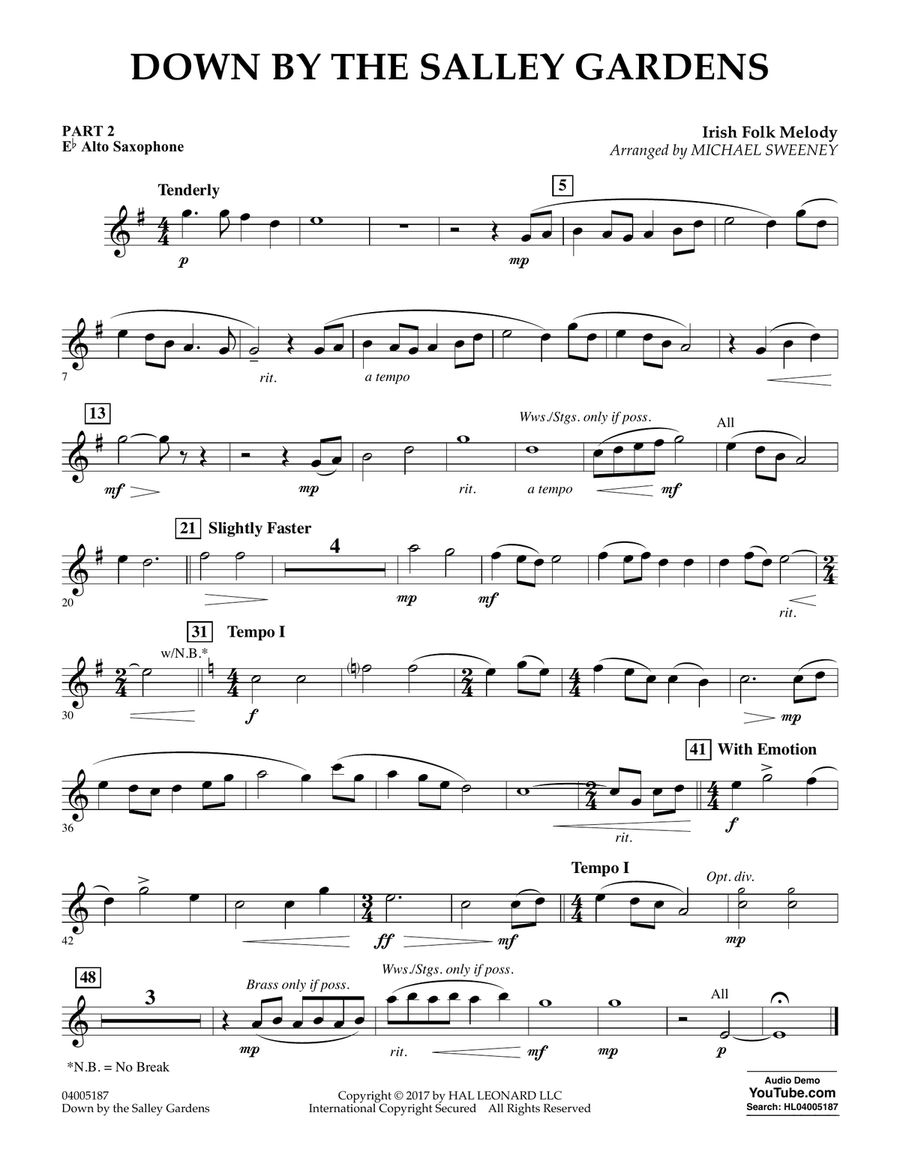 Down by the Salley Gardens - Pt.2 - Eb Alto Saxophone Concert Band scores gallery preview page 1